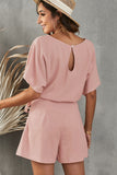 Tie Belt Short Sleeve Romper - OmniGlitz 