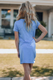 Girls Twisted V-Neck Short Sleeve Dress - OmniGlitz 