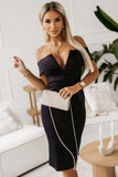 Off-Shoulder Zip-Back Slit Dress - OmniGlitz 