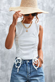 Drawstring Detail Round Neck Tank - OmniGlitz 