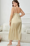 Plus Size Tie-Shoulder Midi Night Dress - OmniGlitz 