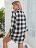Plaid Lapel Collar Shirt Dress - OmniGlitz 