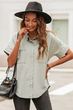 Button Front Collared Short Sleeve Shirt - OmniGlitz 