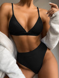 Spaghetti Strap Ribbed Bikini Set - OmniGlitz 
