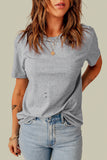 Distressed Round Neck Tee - OmniGlitz 