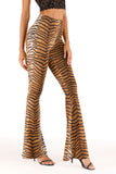 Tiger Print Flare Leg Pants - OmniGlitz 