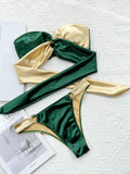 Two-Tone Ring Detail Tied Bikini Set - OmniGlitz 