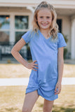 Girls Twisted V-Neck Short Sleeve Dress - OmniGlitz 