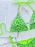 Leopard Print Halter Neck Tie Side Bikini Set - OmniGlitz 