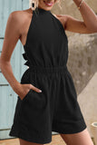 Halter Neck Tie Back Romper - OmniGlitz 