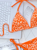 Leopard Print Halter Neck Tie Side Bikini Set - OmniGlitz 