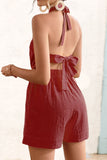Halter Neck Tie Back Romper - OmniGlitz 