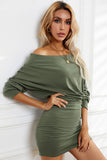 Off-Shoulder Long Sleeve Dress - OmniGlitz 