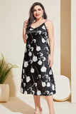 Plus Size Floral Lace Trim Side Slit Night Dress - OmniGlitz 