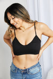 Zenana Full Size Textured Spaghetti Strap Bralette in Black - OmniGlitz 